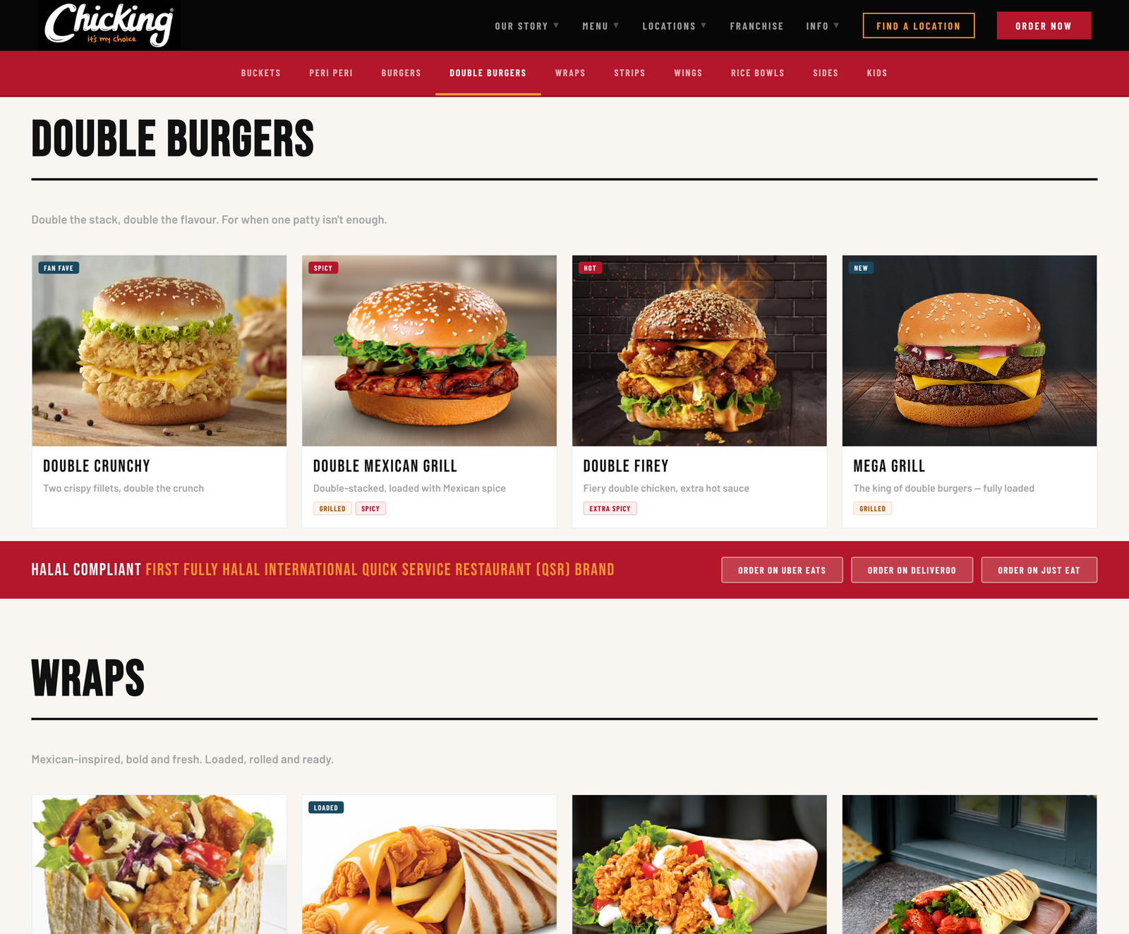 Menu page screenshot